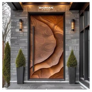 Luxury Solid Black Walnut Exterior Main Entrance Door