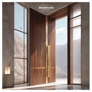 Modern Extra Large 6m High Waterproof Solid Wood Steel Frame Pivot Entrance Door