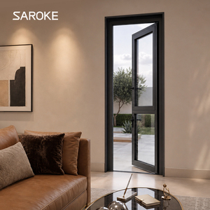 Black Metal Patio Exterior Thermal Break Aluminum Doors