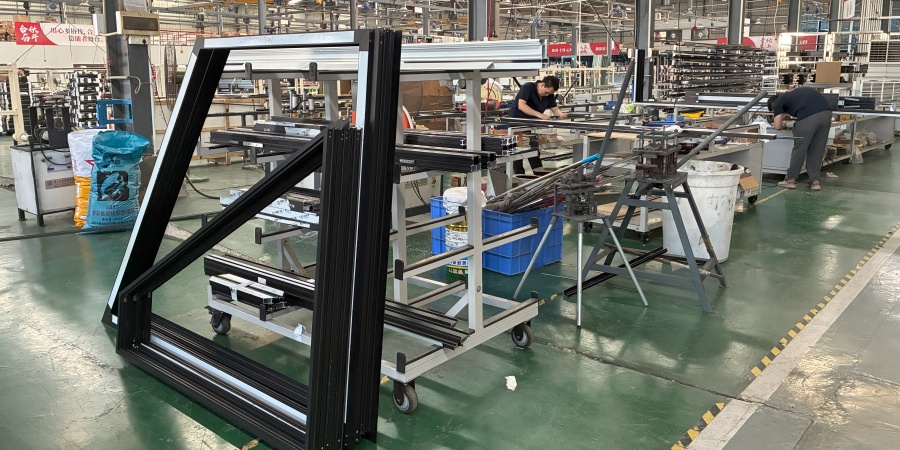 Skilled technicians crafting copper entry doors at Foshan factory