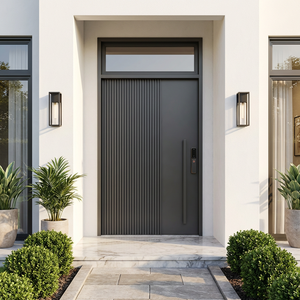 Modern Large Wrought Iron Pivot Door Entry Custom Design Exterior Front Security Anti-Theft