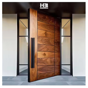 Custom Black Walnut Pivot Entry Door with Sidelites