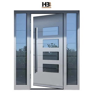 American Modern House Front Main Entrance Insulated Metal Stainless Steel Glass Door