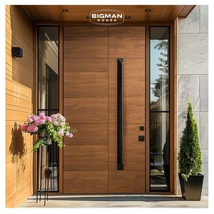 Solid Walnut Front Entry Door With Sidelight