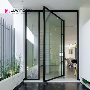 Luvindow Large Opening Modern Pivot Doors Customizable Size Aluminum Glass Doors For Villa Use