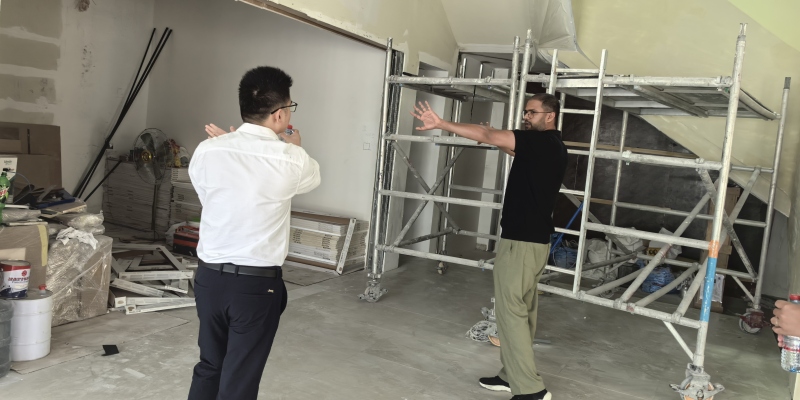 On-site consultation with customer for window design plan