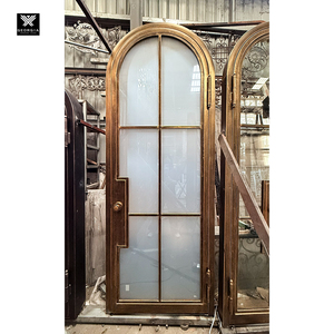 Arched Switchable Glass Steel Single Doors For Houses Front Entry Grilles Smart Frosted Glass Doors Interior Exterior