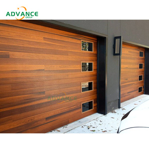 American 16x8 Black Security Garage Door Double Wooden Home Residential Garage Doors for Home