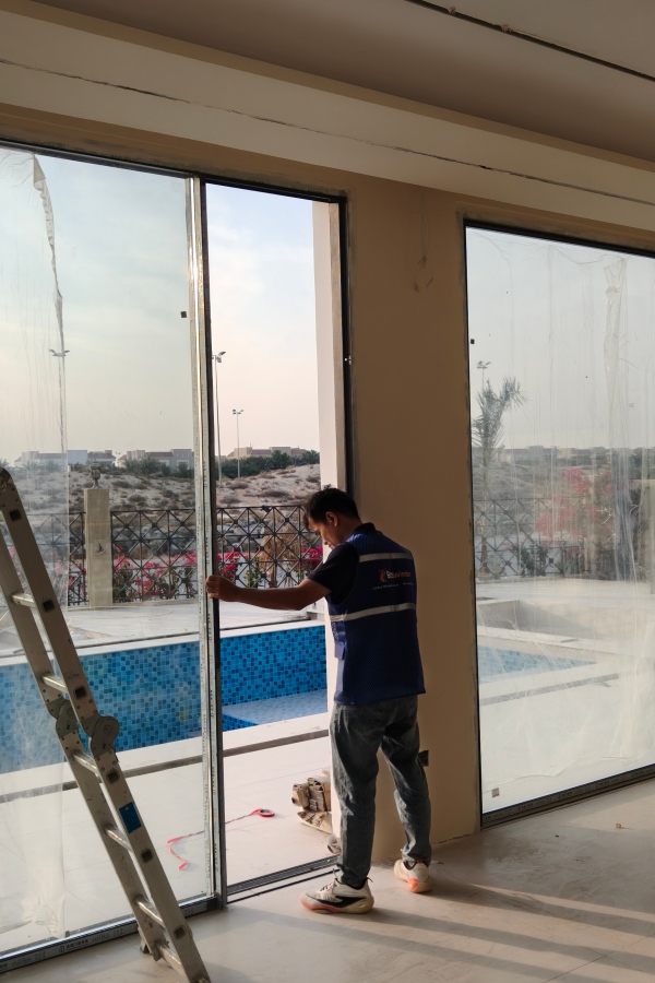 Villa project delivery with crated windows in Qatar